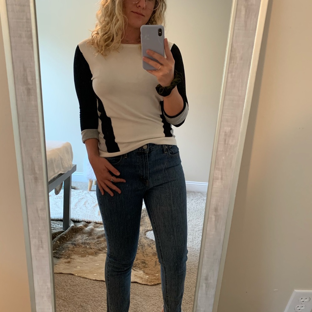 3/4 sleeve colorblock sweater